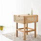 1-türiger Nachttisch aus Rattan, moderner Nachttisch mit Beinen, 59,9 cm hoch