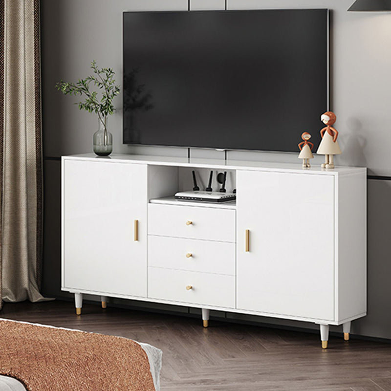 Wooden TV Cabinet Modern Style Home Open TV Cabinet Console with Drawers