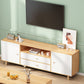 Open Shelving TV Stand Console Engineered Wood Stand Console with Wooden Legs