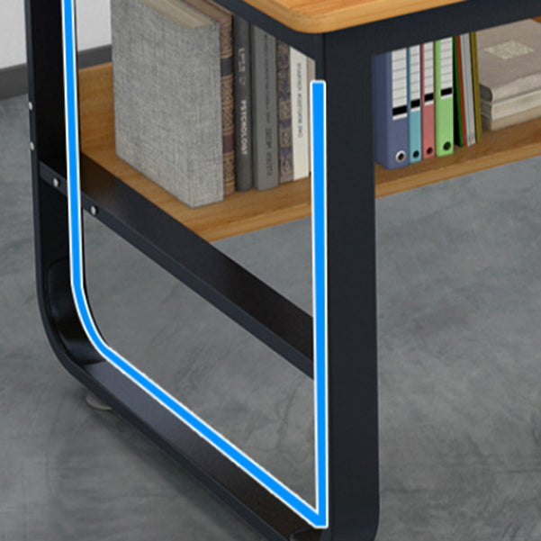 Metalen en houten schrijfbureau rechthoekige kantoorbureau voor slaapkamer