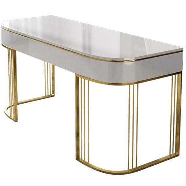 Escritorio de escritura de glam beige con escritorio de oficina de cajones de 23.6 "de ancho para la oficina