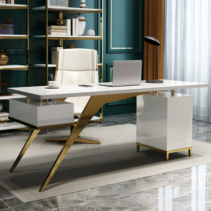 Scrivania scritta bianca e nera glam pietra piedistallo scrivania
