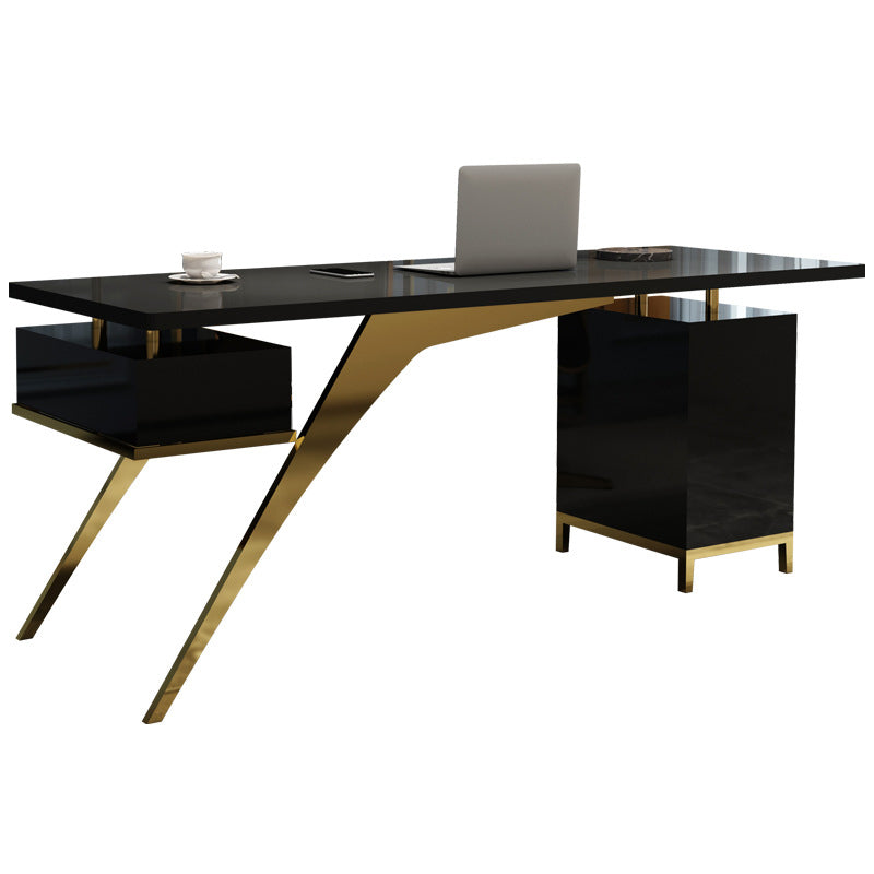 Scrivania scritta bianca e nera glam pietra piedistallo scrivania