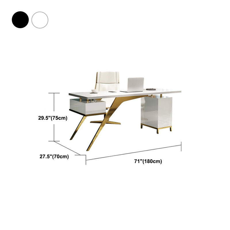 Scrivania scritta bianca e nera glam pietra piedistallo scrivania