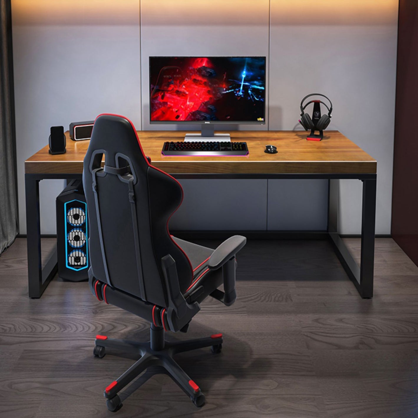 Rectangular Writing Desk Modern Writing Desk with Metal Legs 55.1"L x 27.6"W x 29.5"H Clearhalo 'furn' 'furn_office_desk' 'Furniture' 'Office Desks' 'Office Furniture' 'office_desk' 5983389