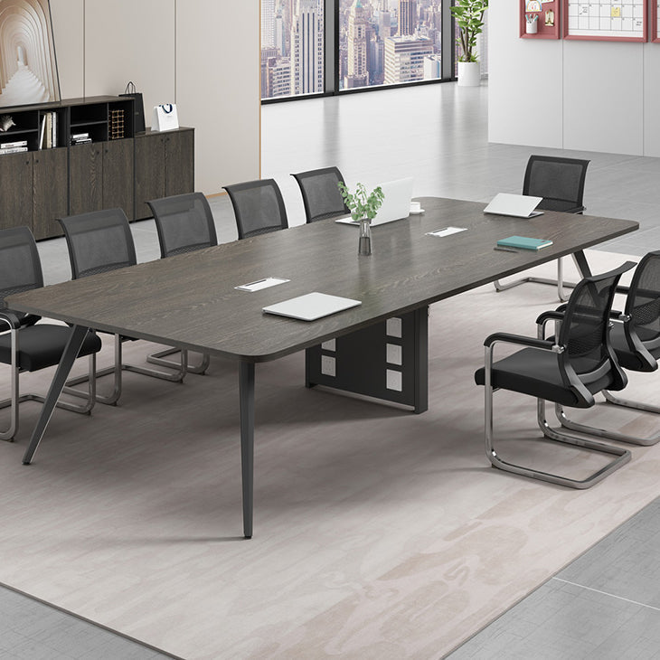 Parsons Industrial Writing Desk Dark Taupe Curbe Office Bureau métal et bois artificiel