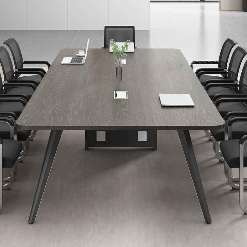 Parsons Industrial Writing Desk Dark Taupe Curbe Office Bureau métal et bois artificiel