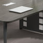 Parsons Industrial Writing Desk Dark Taupe Curbe Office Bureau métal et bois artificiel