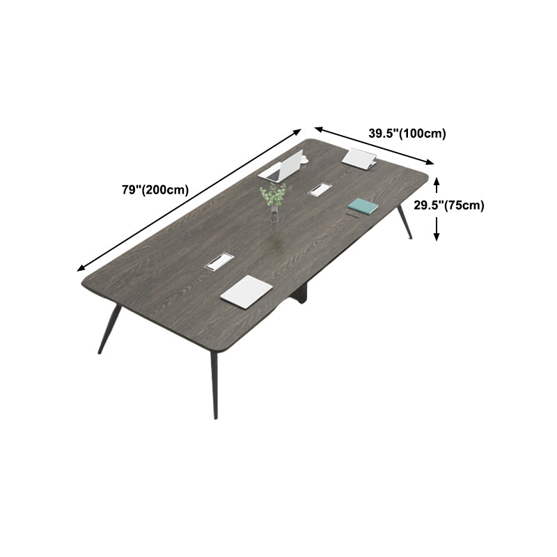 Parsons Industrial Writing Desk Dark Taupe Curbe Office Bureau métal et bois artificiel