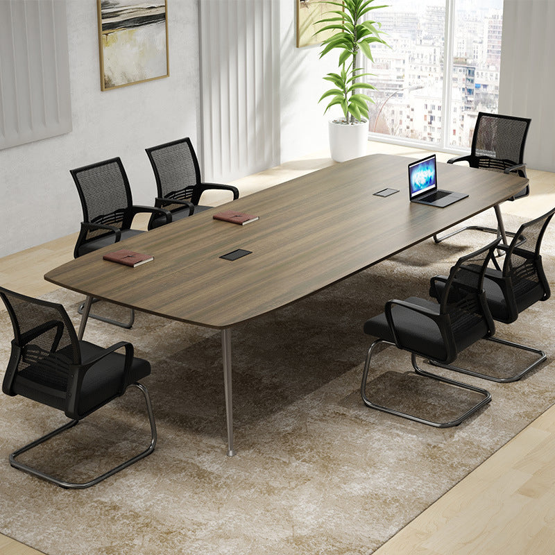 Brown Industrial Office Desk with Iron Pin Legs Artificial Wood Writing Desk Parsons 70.9"L x 35.4"W x 29.5"H Clearhalo 'furn' 'furn_office_desk' 'Furniture' 'Office Desks' 'Office Furniture' 'office_desk' 5983455