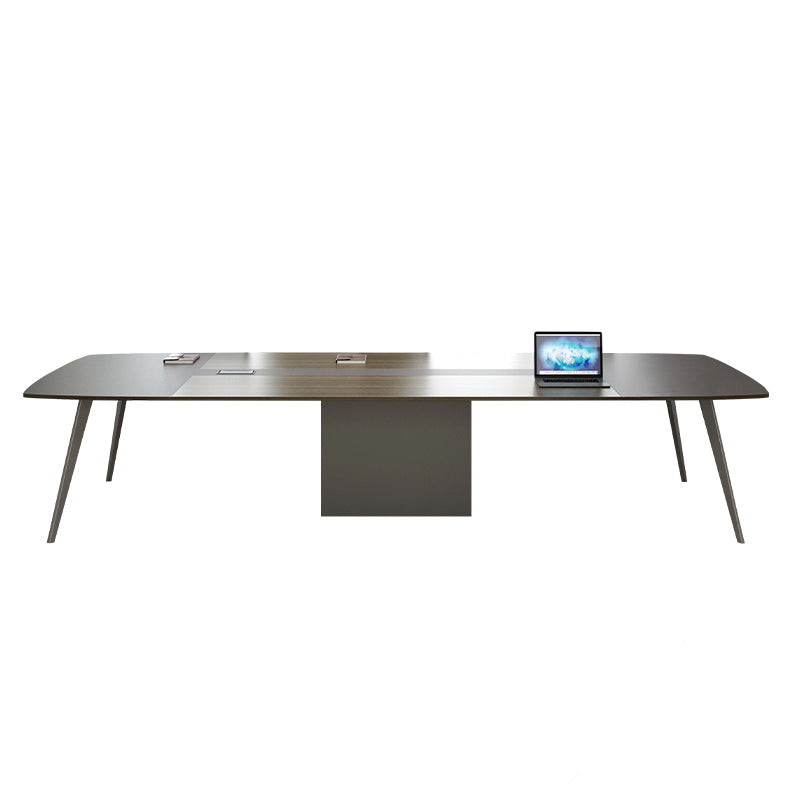 Brown Industrial Office Desk with Iron Pin Legs Artificial Wood Writing Desk Parsons Clearhalo 'furn' 'furn_office_desk' 'Furniture' 'Office Desks' 'Office Furniture' 'office_desk' 5983459