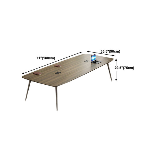 Escritorio de oficina industrial marrón con patas de alfiler de hierro escritura de madera artificial parsons