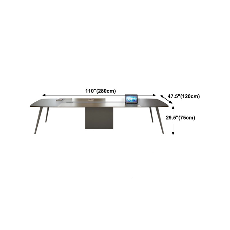 Brown Industrial Office Desk with Iron Pin Legs Artificial Wood Writing Desk Parsons Clearhalo 'furn' 'furn_office_desk' 'Furniture' 'Office Desks' 'Office Furniture' 'office_desk' 5983468