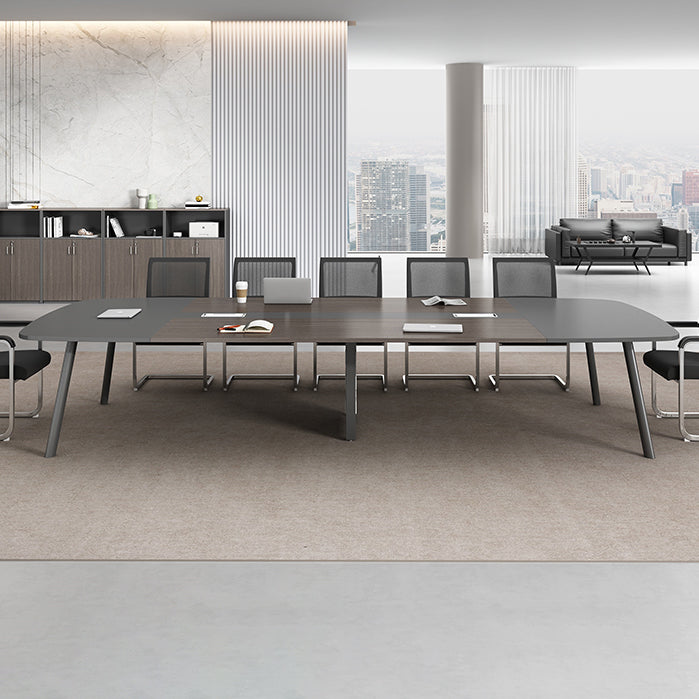 Cappuccino Curbe Writing Desk avec des jambes métalliques Bureau de bureau en métal et en bois artificiel