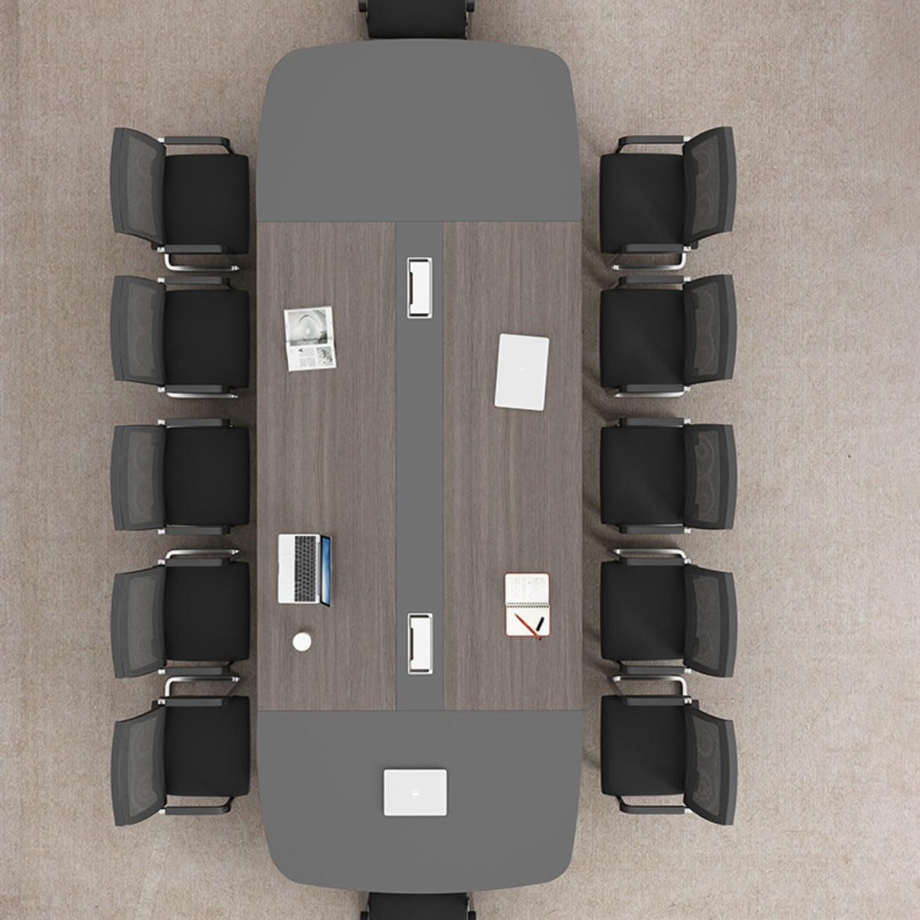 Cappuccino Curbe Writing Desk avec des jambes métalliques Bureau de bureau en métal et en bois artificiel