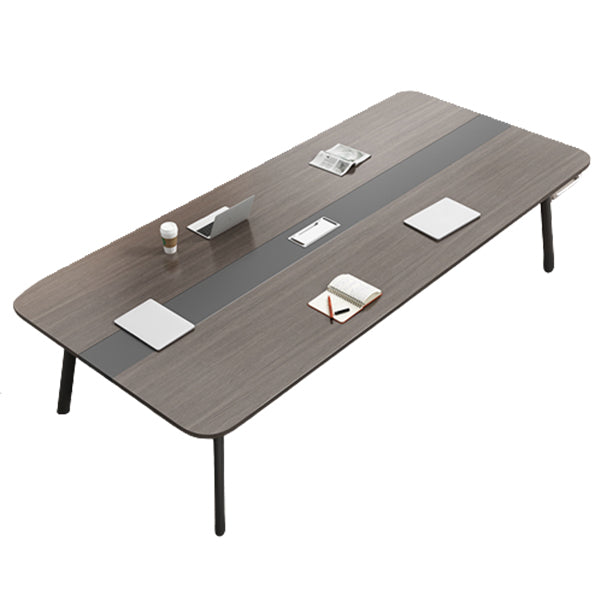 Cappuccino Curbe Writing Desk avec des jambes métalliques Bureau de bureau en métal et en bois artificiel