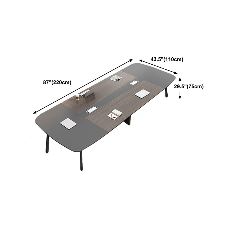Cappuccino Curbe Writing Desk avec des jambes métalliques Bureau de bureau en métal et en bois artificiel