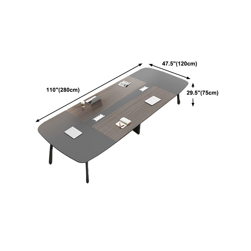 Cappuccino Curbe Writing Desk avec des jambes métalliques Bureau de bureau en métal et en bois artificiel