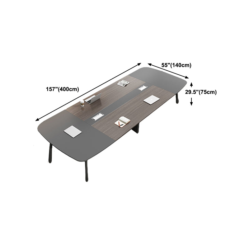 Cappuccino Curbe Writing Desk avec des jambes métalliques Bureau de bureau en métal et en bois artificiel