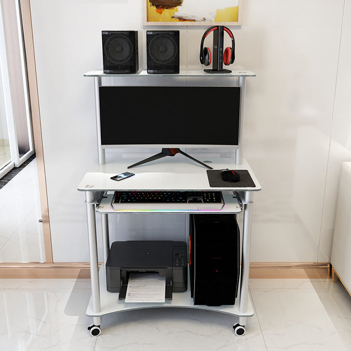 Contemporary Glass Computer Desk Keyboard Tray Rectangular Office Desk Clearhalo 'furn' 'furn_office_desk' 'Furniture' 'Office Desks' 'Office Furniture' 'office_desk' 5983566