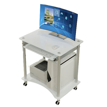 Contemporary Glass Computer Desk Keyboard Tray Rectangular Office Desk 24"L x 20"W x 30"H White No Shelf Clearhalo 'furn' 'furn_office_desk' 'Furniture' 'Office Desks' 'Office Furniture' 'office_desk' 5983568