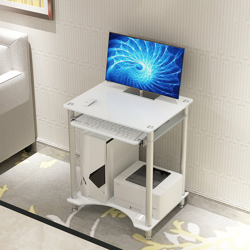 Contemporary Glass Computer Desk Keyboard Tray Rectangular Office Desk Clearhalo 'furn' 'furn_office_desk' 'Furniture' 'Office Desks' 'Office Furniture' 'office_desk' 5983573