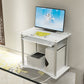 Contemporary Glass Computer Desk Keyboard Tray Rectangular Office Desk 31"L x 20"W x 29"H White No Shelf Clearhalo 'furn' 'furn_office_desk' 'Furniture' 'Office Desks' 'Office Furniture' 'office_desk' 5983579