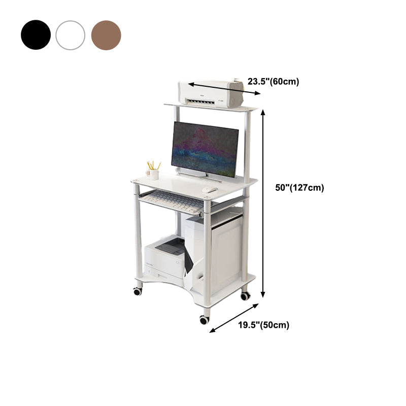 Contemporary Glass Computer Desk Keyboard Tray Rectangular Office Desk Clearhalo 'furn' 'furn_office_desk' 'Furniture' 'Office Desks' 'Office Furniture' 'office_desk' 5983582