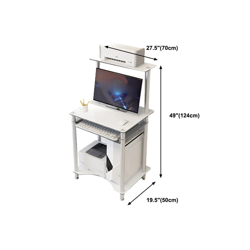 Contemporary Glass Computer Desk Keyboard Tray Rectangular Office Desk Clearhalo 'furn' 'furn_office_desk' 'Furniture' 'Office Desks' 'Office Furniture' 'office_desk' 5983588