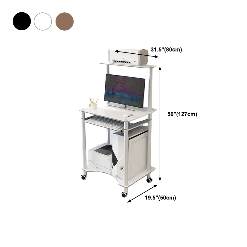Contemporary Glass Computer Desk Keyboard Tray Rectangular Office Desk Clearhalo 'furn' 'furn_office_desk' 'Furniture' 'Office Desks' 'Office Furniture' 'office_desk' 5983590
