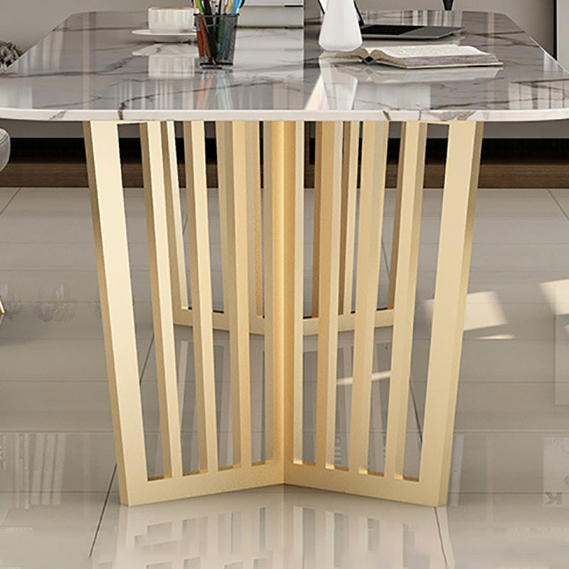 Escritorio de oficina curvado de glamour de mármol blanco escritorio de escritura con patas de metal