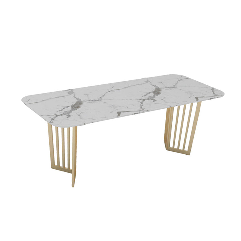 Escritorio de oficina curvado de glamour de mármol blanco escritorio de escritura con patas de metal