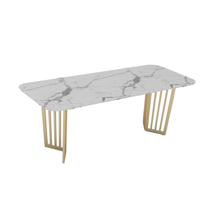 Escritorio de oficina curvado de glamour de mármol blanco escritorio de escritura con patas de metal