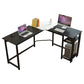 H-Shape Wooden Writing Desk Keyboard Tray Bedroom L-Shape Office Desk with Metal Legs
