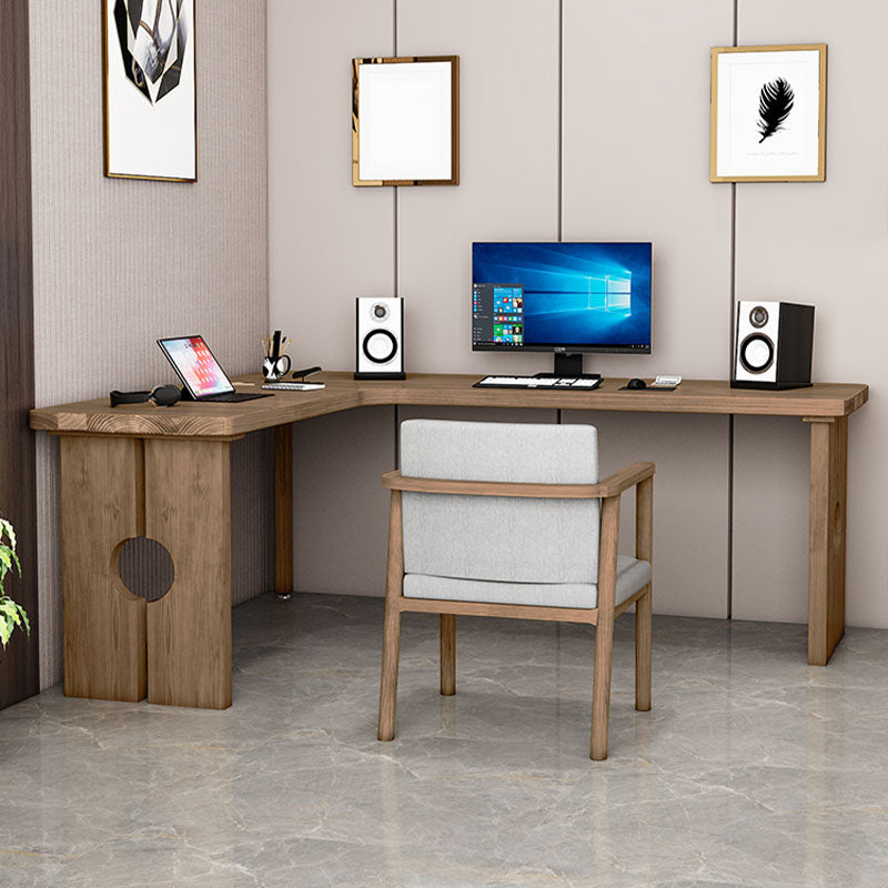 Natural Modern L-Shape Office Desk Home Solid Wood Writing Desk Clearhalo 'furn' 'furn_office_desk' 'Furniture' 'Office Desks' 'Office Furniture' 'office_desk' 5983658