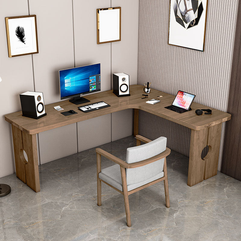 Natural Modern L-Shape Office Desk Home Solid Wood Writing Desk Right Hand Return Clearhalo 'furn' 'furn_office_desk' 'Furniture' 'Office Desks' 'Office Furniture' 'office_desk' 5983667