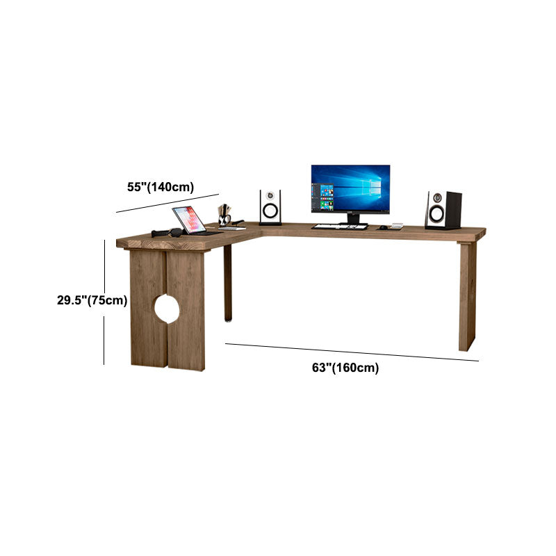 Natural Modern L-Shape Office Desk Home Solid Wood Writing Desk Clearhalo 'furn' 'furn_office_desk' 'Furniture' 'Office Desks' 'Office Furniture' 'office_desk' 5983676