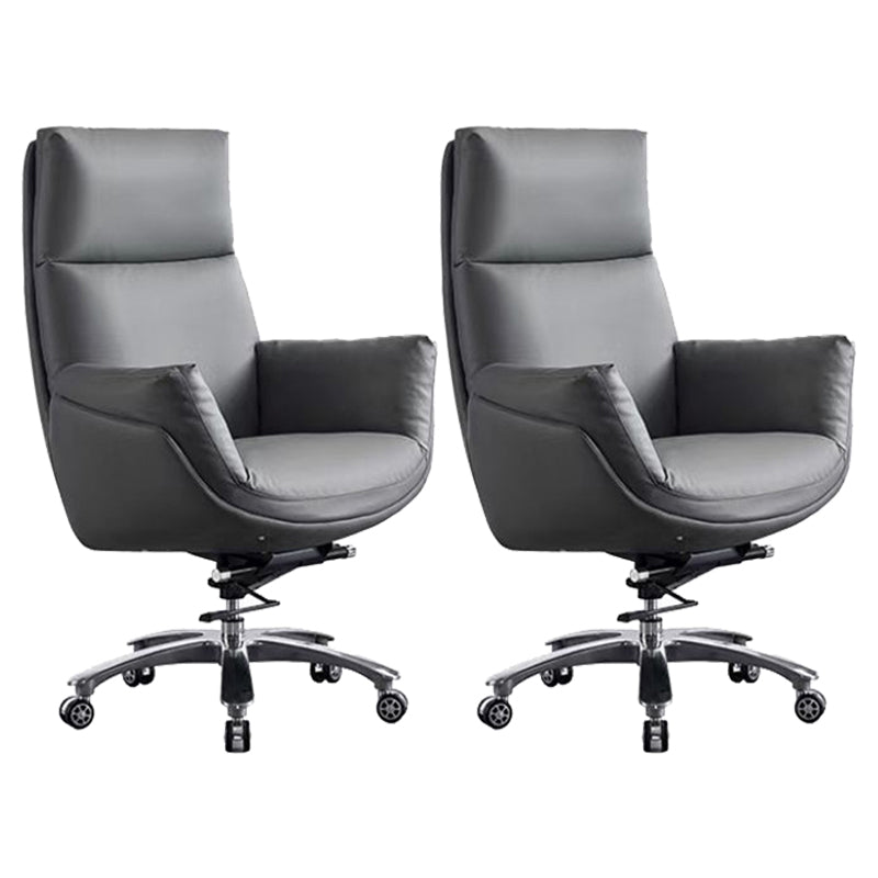 Contemporary Office Chair Wheels Leather High Back Executive Chair 2 Piece Set Gray Clearhalo 'furn' 'furn_office_chair' 'Furniture' 'Office Chairs' 'Office Furniture' 'office_chair' 5983750