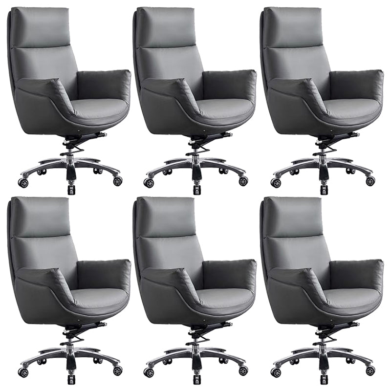 Contemporary Office Chair Wheels Leather High Back Executive Chair 6 Piece Set Gray Clearhalo 'furn' 'furn_office_chair' 'Furniture' 'Office Chairs' 'Office Furniture' 'office_chair' 5983754