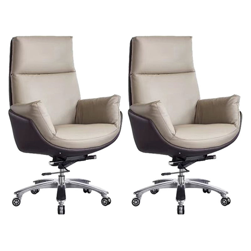 Contemporary Office Chair Wheels Leather High Back Executive Chair 2 Piece Set Brown Clearhalo 'furn' 'furn_office_chair' 'Furniture' 'Office Chairs' 'Office Furniture' 'office_chair' 5983759