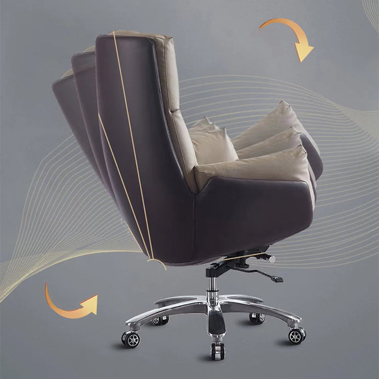 Contemporary Office Chair Wheels Leather High Back Executive Chair Clearhalo 'furn' 'furn_office_chair' 'Furniture' 'Office Chairs' 'Office Furniture' 'office_chair' 5983760