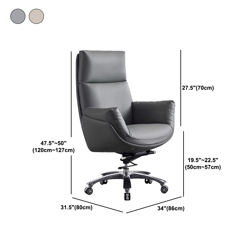 Contemporary Office Chair Wheels Leather High Back Executive Chair Clearhalo 'furn' 'furn_office_chair' 'Furniture' 'Office Chairs' 'Office Furniture' 'office_chair' 5983767