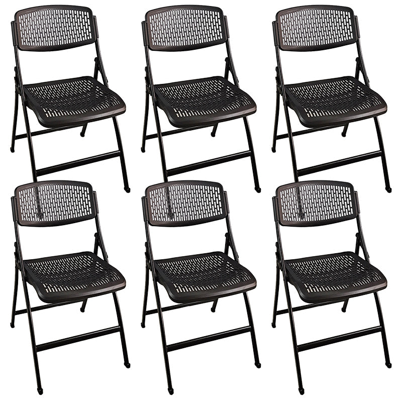 16" Wide Contemporary Desk Chair Armless Plastic Office Chair Black 6 Piece Set Clearhalo 'furn' 'furn_office_chair' 'Furniture' 'Office Chairs' 'Office Furniture' 'office_chair' 5983785