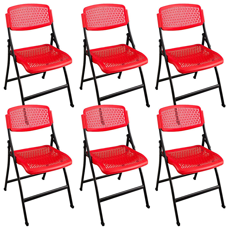 16" Wide Contemporary Desk Chair Armless Plastic Office Chair Red 6 Piece Set Clearhalo 'furn' 'furn_office_chair' 'Furniture' 'Office Chairs' 'Office Furniture' 'office_chair' 5983792