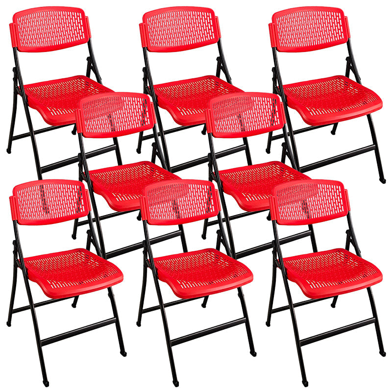 16" Wide Contemporary Desk Chair Armless Plastic Office Chair Red 8 Piece Set Clearhalo 'furn' 'furn_office_chair' 'Furniture' 'Office Chairs' 'Office Furniture' 'office_chair' 5983794