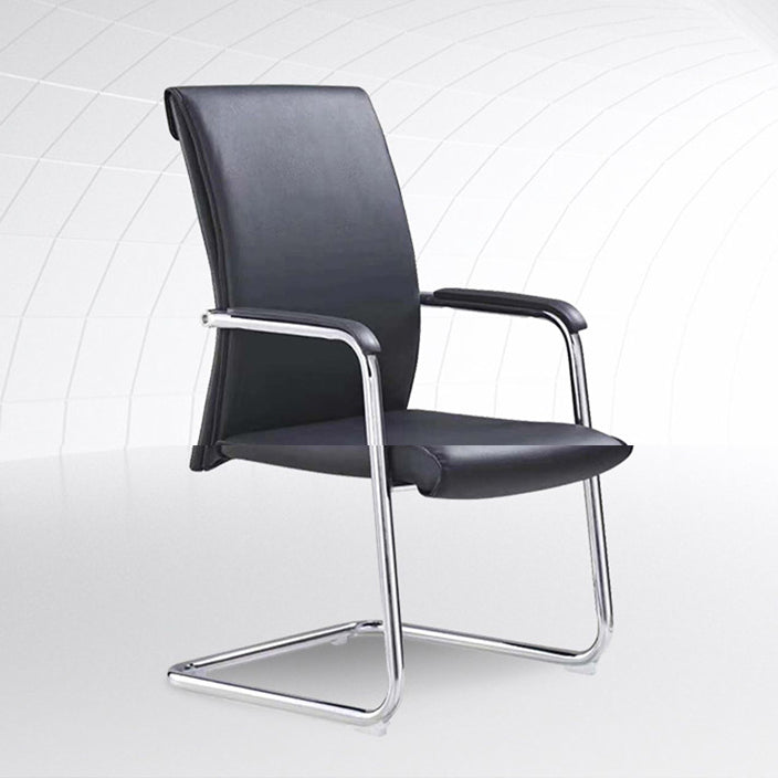 Chaise de bras contemporain bras fixes sans roues en cuir chaise de bureau noir