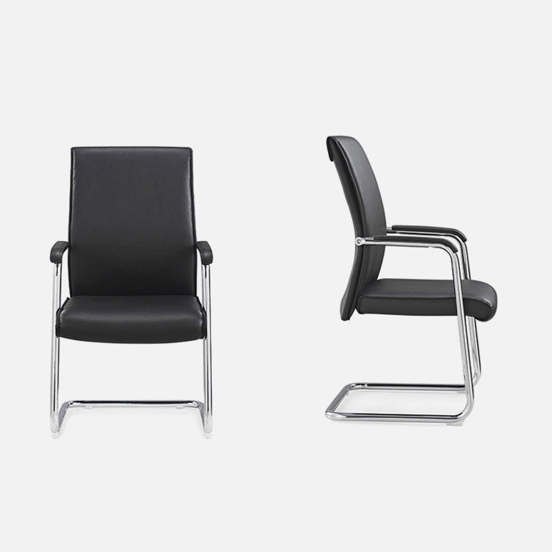 Chaise de bras contemporain bras fixes sans roues en cuir chaise de bureau noir