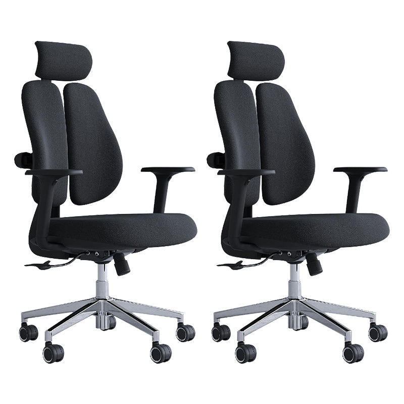 Modern Office Chair with Wheels High-Back Adjustable Arms Mesh Desk Chair Black 2 Piece Set Clearhalo 'furn' 'furn_office_chair' 'Furniture' 'Office Chairs' 'Office Furniture' 'office_chair' 5983841
