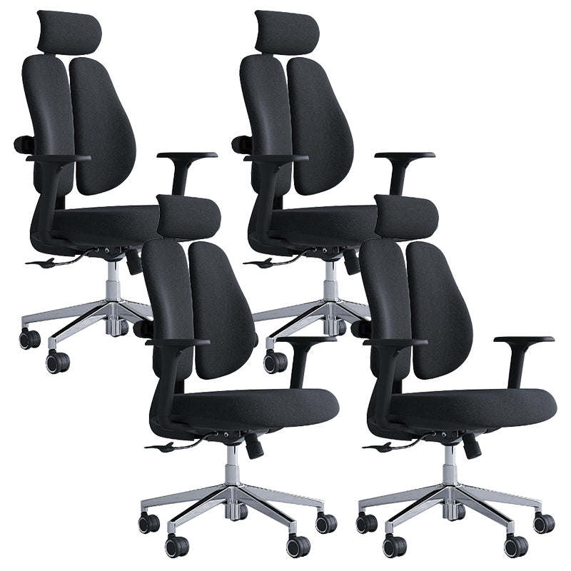 Modern Office Chair with Wheels High-Back Adjustable Arms Mesh Desk Chair Black 4 Piece Set Clearhalo 'furn' 'furn_office_chair' 'Furniture' 'Office Chairs' 'Office Furniture' 'office_chair' 5983843