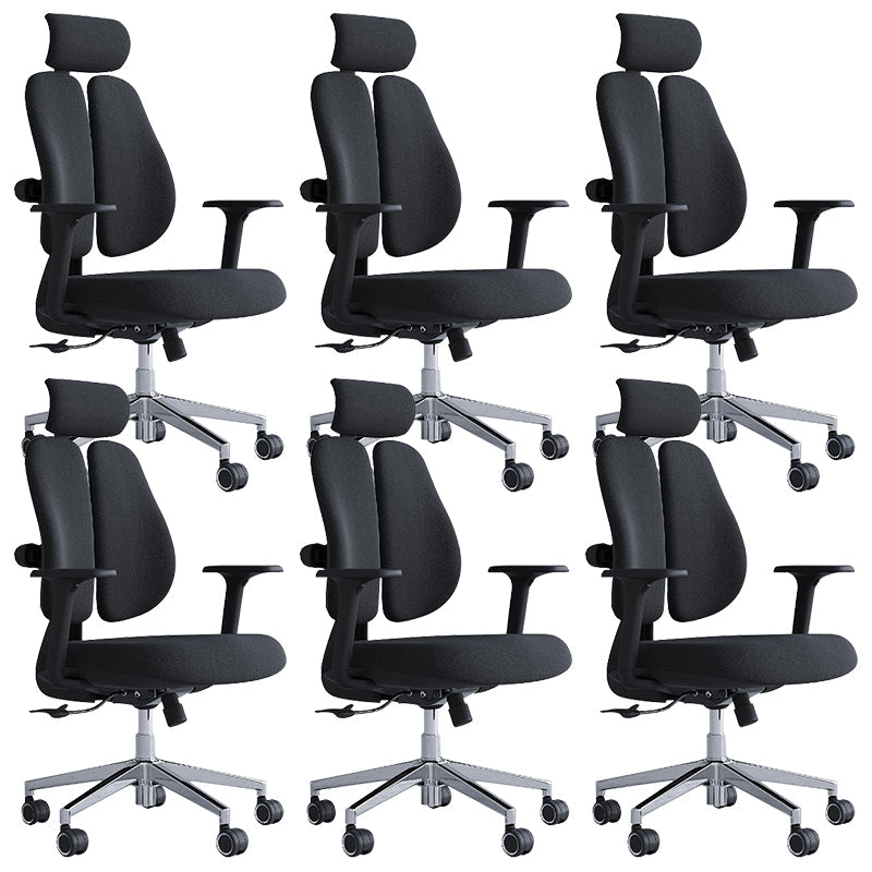 Modern Office Chair with Wheels High-Back Adjustable Arms Mesh Desk Chair Black 6 Piece Set Clearhalo 'furn' 'furn_office_chair' 'Furniture' 'Office Chairs' 'Office Furniture' 'office_chair' 5983846